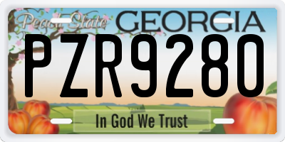 GA license plate PZR9280
