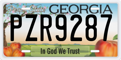 GA license plate PZR9287