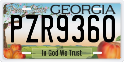 GA license plate PZR9360