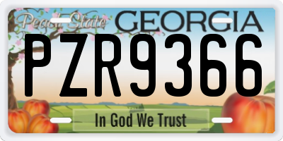 GA license plate PZR9366