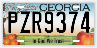 GA license plate PZR9374