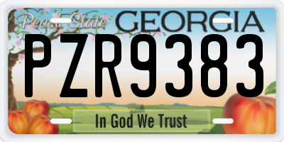 GA license plate PZR9383
