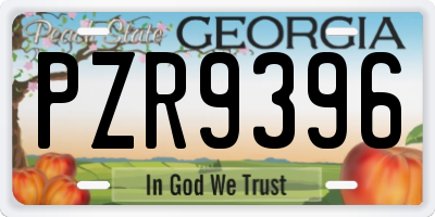 GA license plate PZR9396