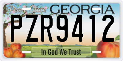 GA license plate PZR9412