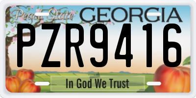 GA license plate PZR9416