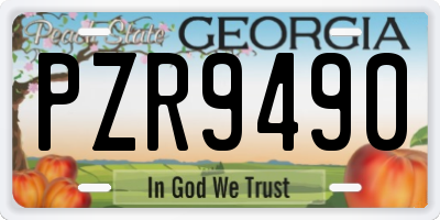 GA license plate PZR9490