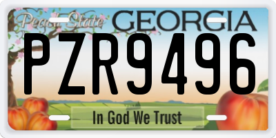 GA license plate PZR9496