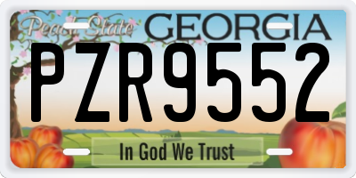 GA license plate PZR9552