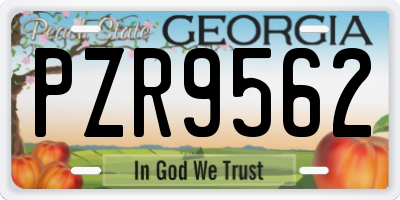 GA license plate PZR9562