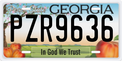 GA license plate PZR9636