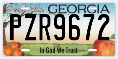 GA license plate PZR9672
