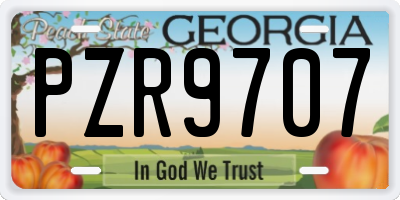 GA license plate PZR9707