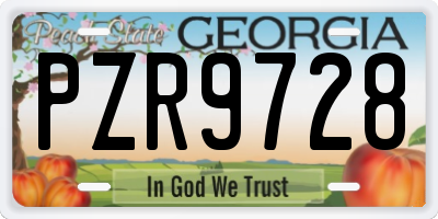 GA license plate PZR9728
