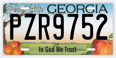GA license plate PZR9752
