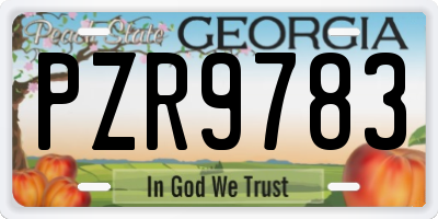 GA license plate PZR9783