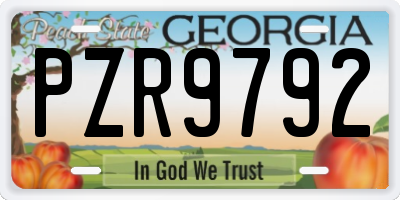 GA license plate PZR9792