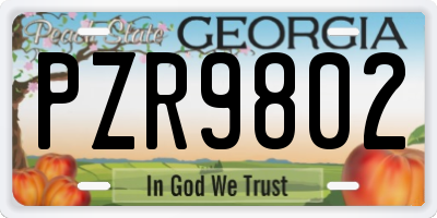 GA license plate PZR9802