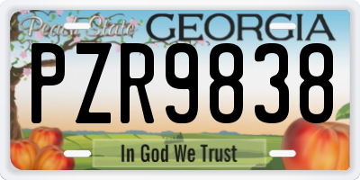 GA license plate PZR9838