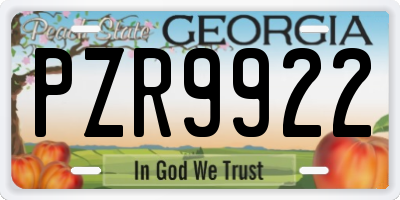 GA license plate PZR9922