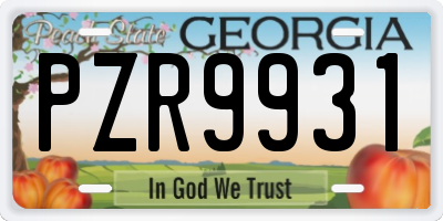 GA license plate PZR9931