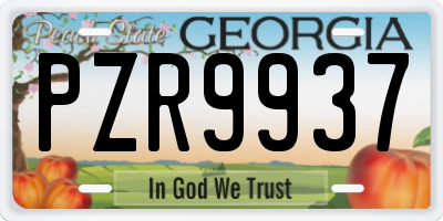 GA license plate PZR9937