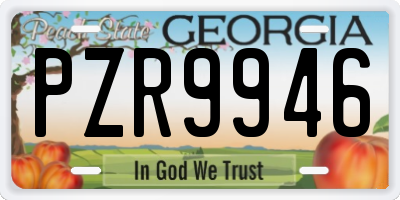GA license plate PZR9946