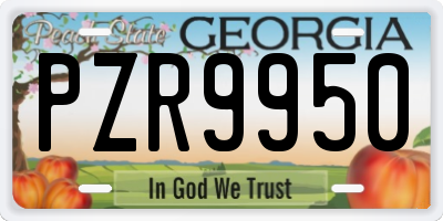 GA license plate PZR9950