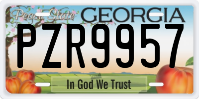 GA license plate PZR9957