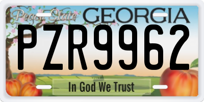 GA license plate PZR9962