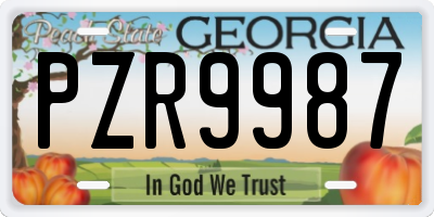 GA license plate PZR9987