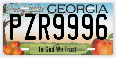 GA license plate PZR9996