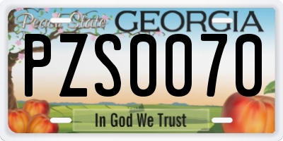 GA license plate PZS0070