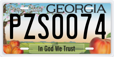 GA license plate PZS0074