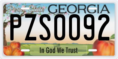 GA license plate PZS0092