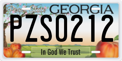 GA license plate PZS0212