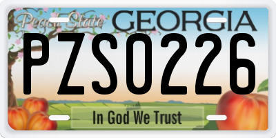 GA license plate PZS0226