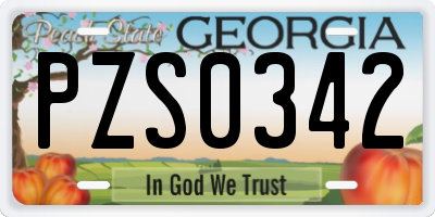 GA license plate PZS0342