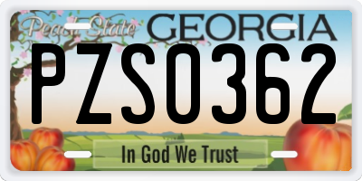 GA license plate PZS0362