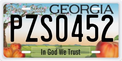 GA license plate PZS0452