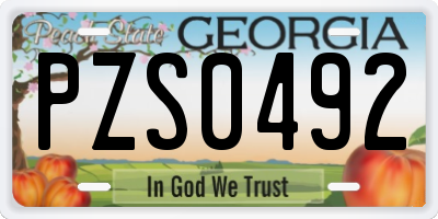 GA license plate PZS0492