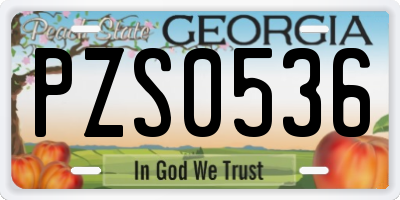 GA license plate PZS0536