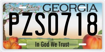GA license plate PZS0718