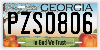 GA license plate PZS0806