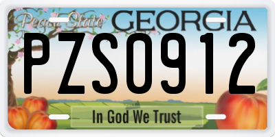 GA license plate PZS0912