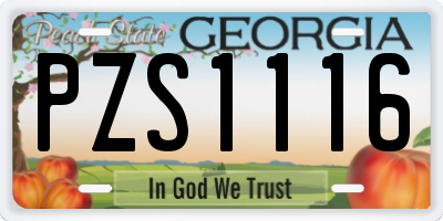 GA license plate PZS1116