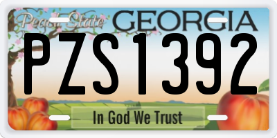 GA license plate PZS1392
