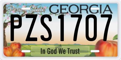 GA license plate PZS1707