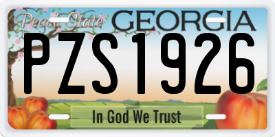 GA license plate PZS1926
