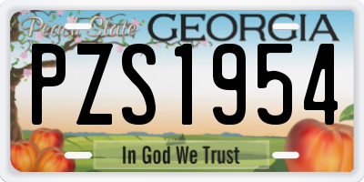 GA license plate PZS1954