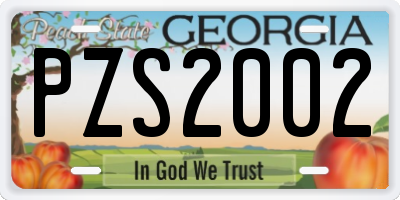 GA license plate PZS2002